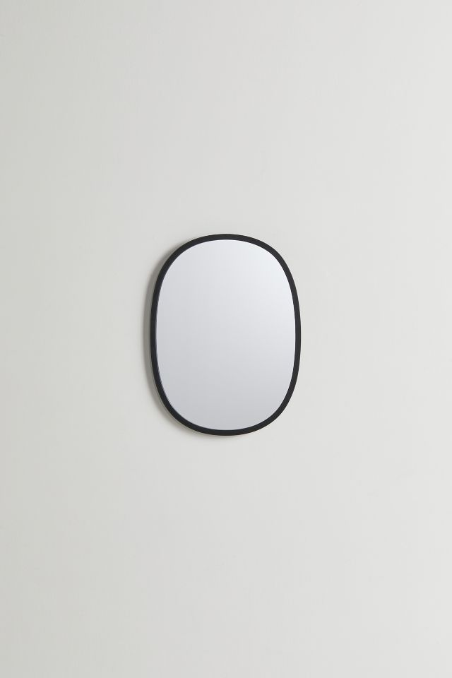 Sleek Modern Oval Hub Wall Mirror 18"x24" in Black