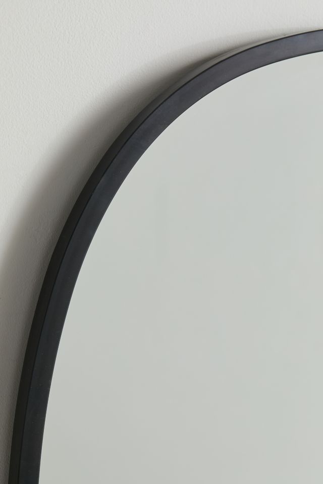 Sleek Modern Oval Hub Wall Mirror 18"x24" in Black
