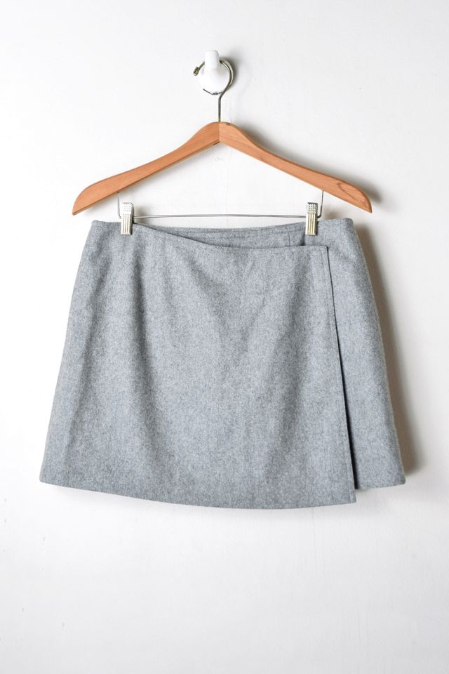 Vintage Y2K Grey Wool Wrap Mini Skirt | Urban Outfitters