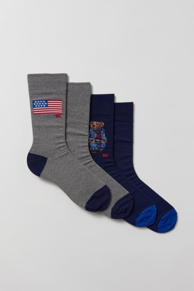 Polo Ralph Lauren Denim Bear Crew Sock 2-pack In Navy, Men's At Urban Outfitters