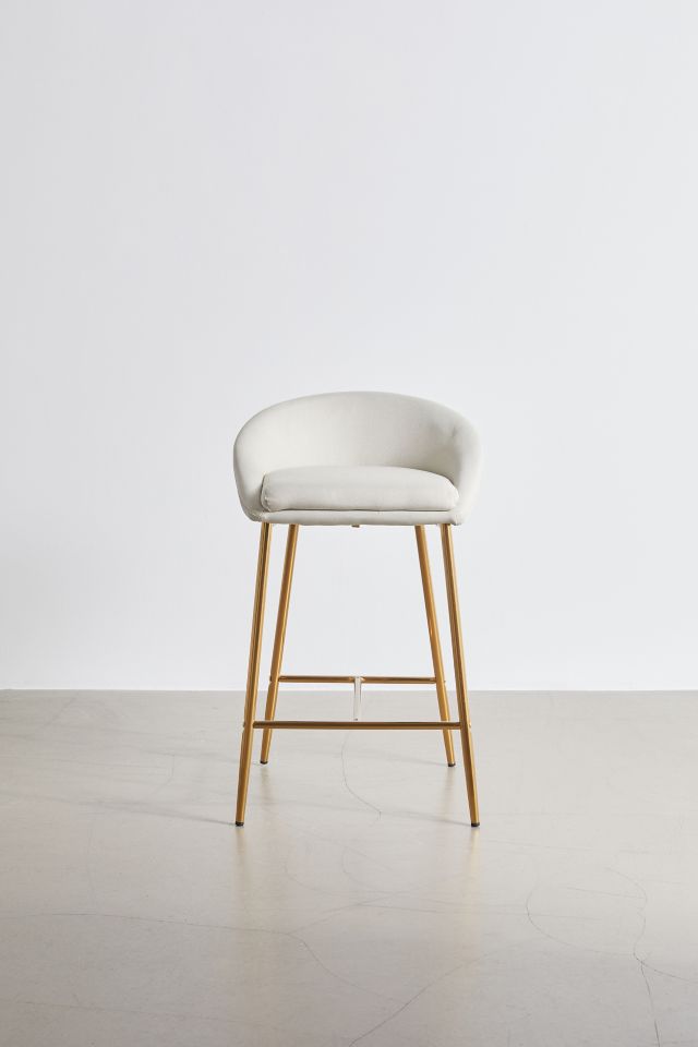 Elegant Gold and Cream Curved Counter Stools, Set of 2