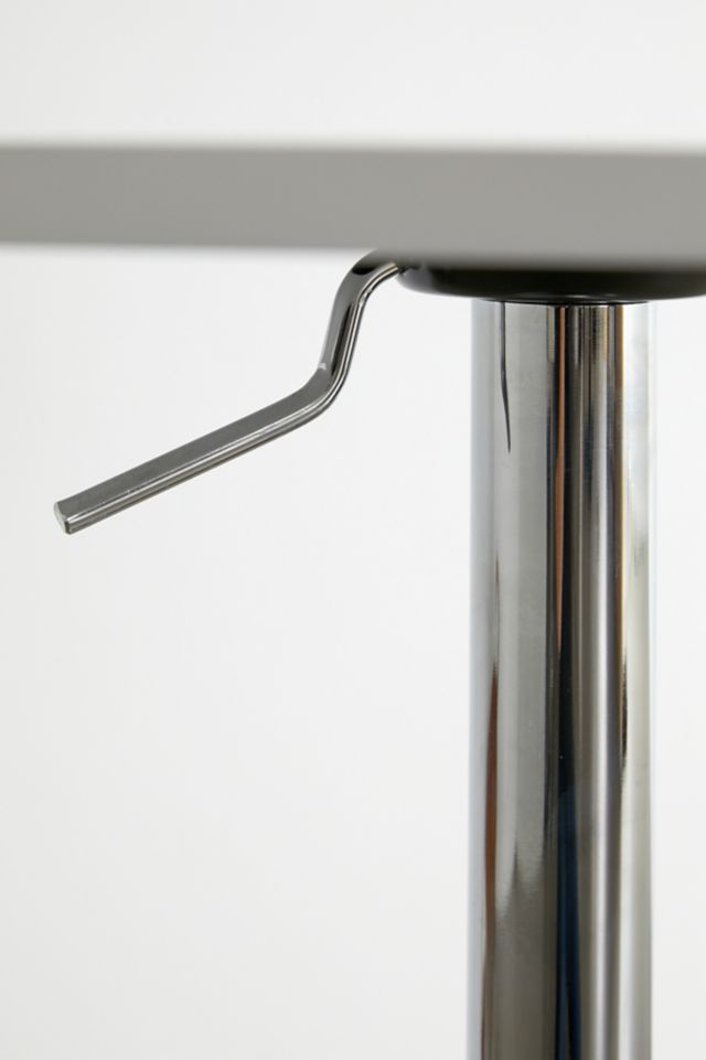 Contemporary Scandinavian Adjustable Round Wood & Chrome Bar Table