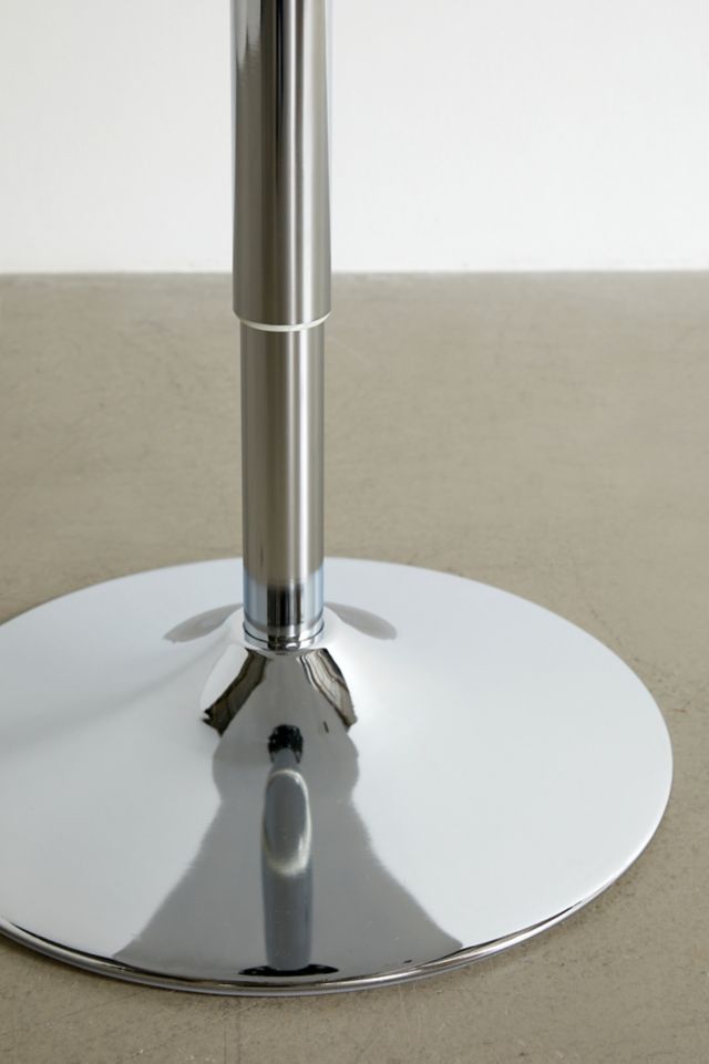 Contemporary Scandinavian Adjustable Round Wood & Chrome Bar Table