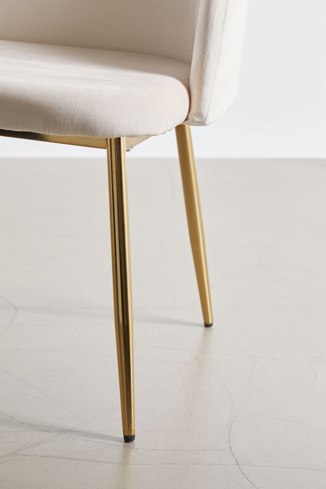 Glamorous White Velvet Curved Bench with Gold-Tone Legs