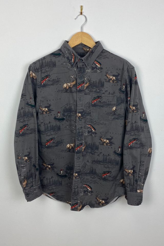 Vintage Fishing Pattern Button-Down Shirt | Urban Outfitters