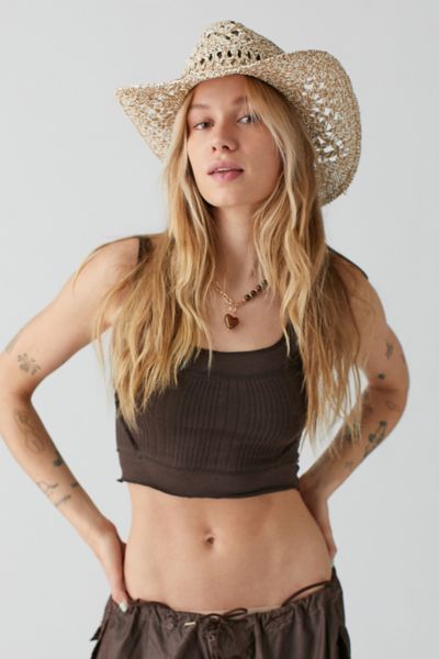 Urban Outfitters Jessie Straw Cowboy Hat In Brown Multi