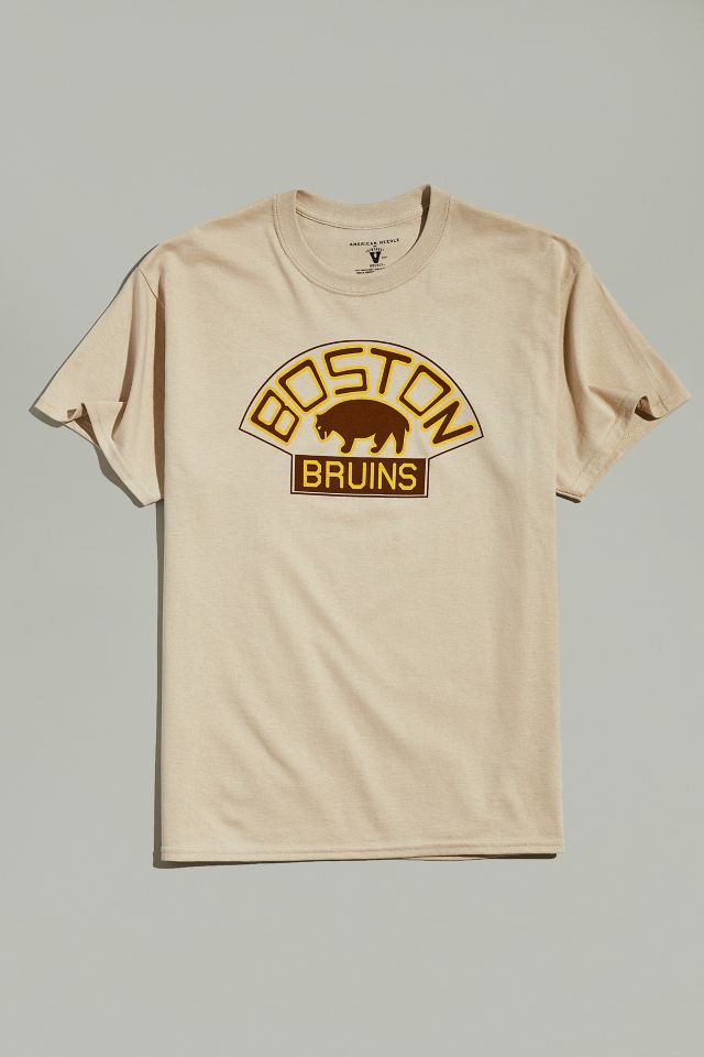 Boston Bruins Retro Brand Light Gray TriBlend Vintage Logo T-Shirt