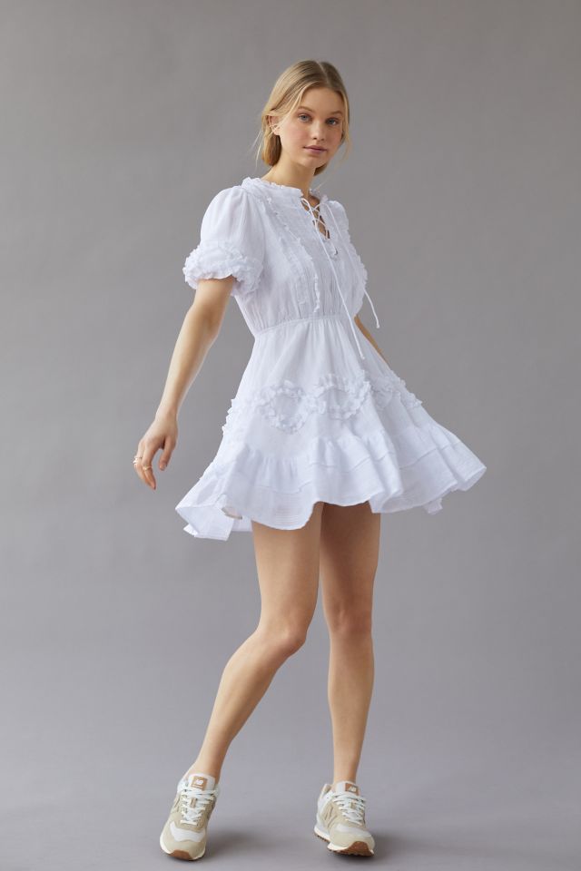 White ruffle dress on sale short