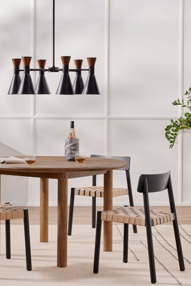 Modern Black Ash Wood & Woven Leather Side Chair