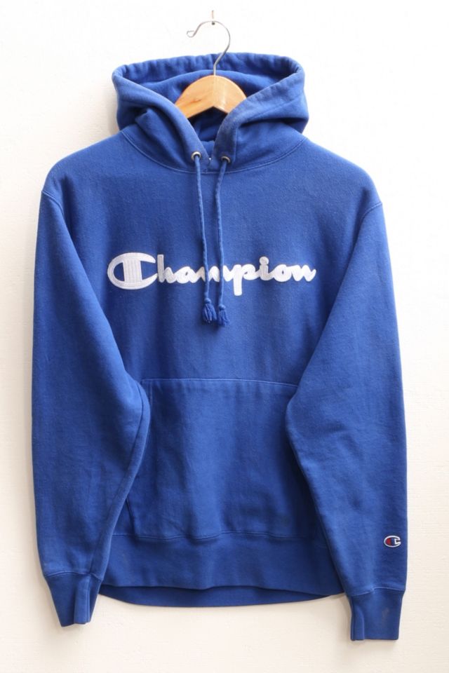 Vintage Champion Chest Appique Hooded Pullover Sweatshirt | Urban ...