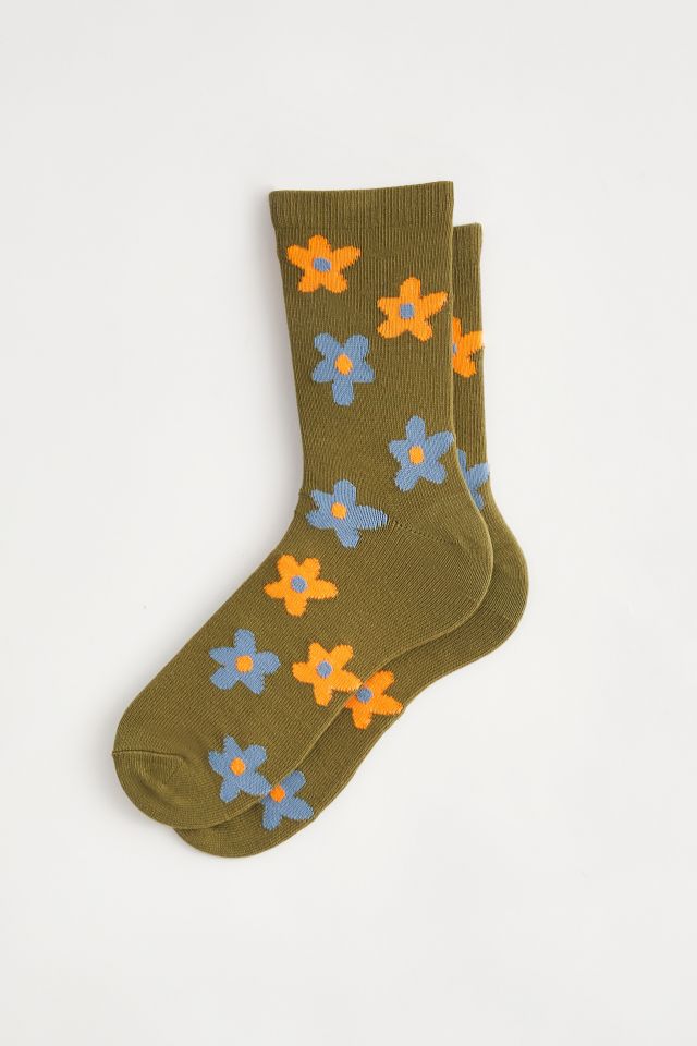 Flower Pattern Crew Sock | Urban Outfitters