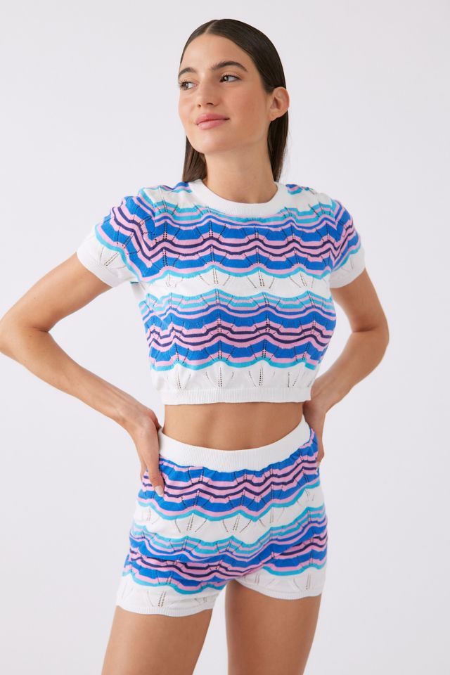 Another Girl Pointelle Cropped Top And Short Set | Urban Outfitters