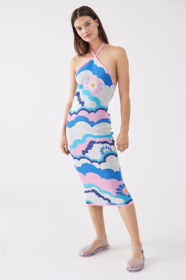 Another Girl Psychedelic Knit Backless Midi Dress