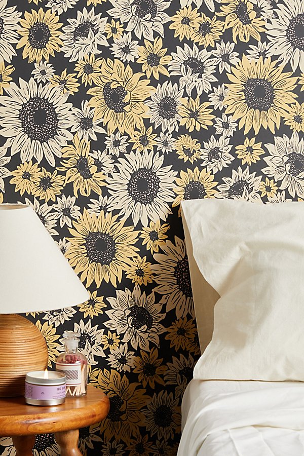 Urban Outfitters Sunflower Removable Wallpaper In Black At  In Multi