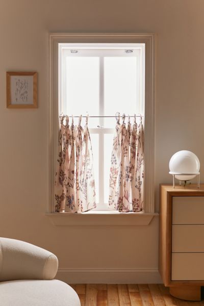 Urban Outfitters Printed Café Curtain - Set Of 2 In Taupe At