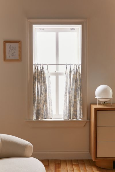 Urban Outfitters Printed Café Curtain - Set Of 2 In Blue Toile At