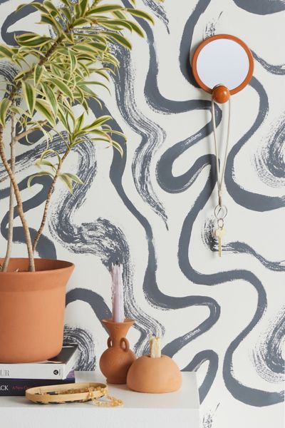 Urban Outfitters Waves Removable Wallpaper In Charcoal At  In Multi