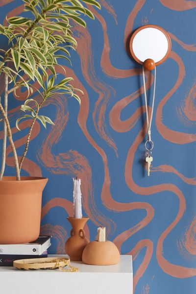 Urban Outfitters Waves Removable Wallpaper In Navy At  In Blue