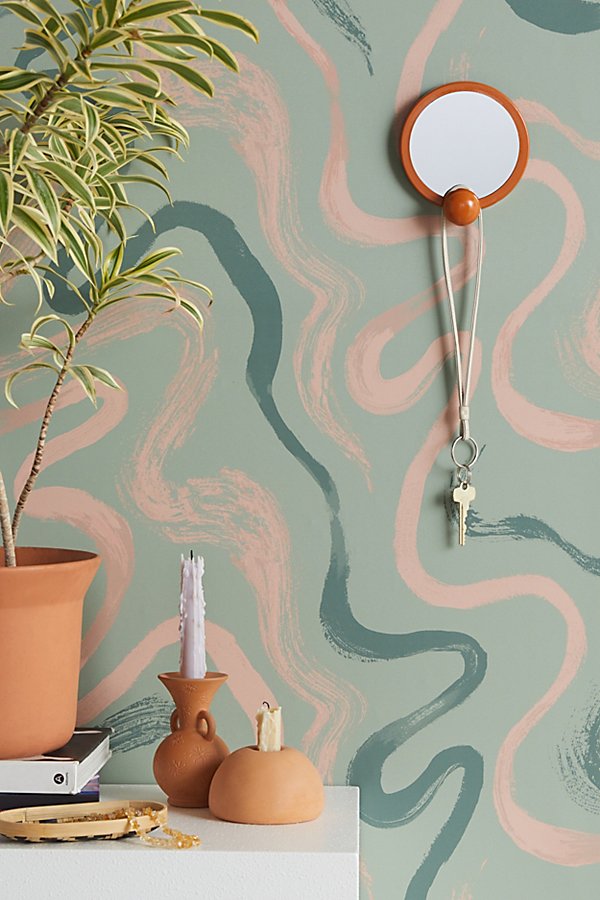 Urban Outfitters Waves Removable Wallpaper In Mint At  In Multi