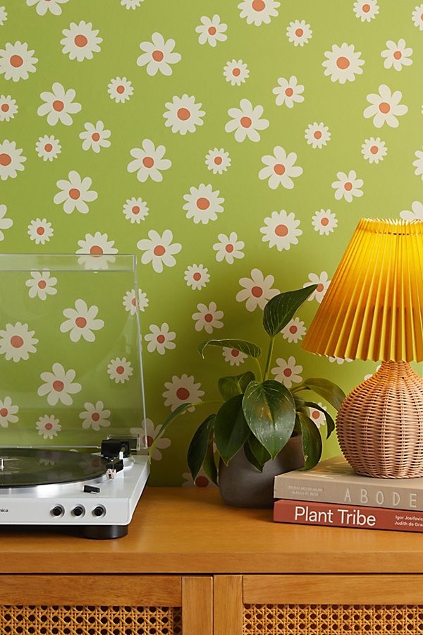 Urban Outfitters Daisy Removable Wallpaper In Green At