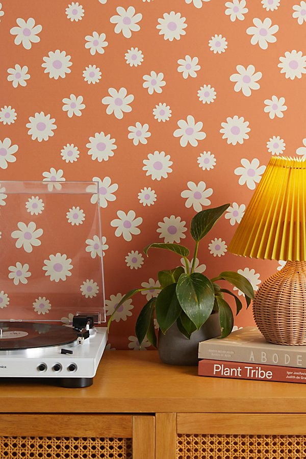 Urban Outfitters Daisy Removable Wallpaper In Red At  In Brown