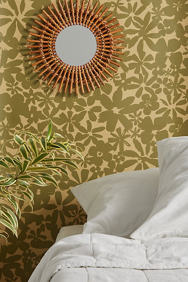 Urban Outfitters Andie Floral Removable Wallpaper In Khaki At  In Neutral