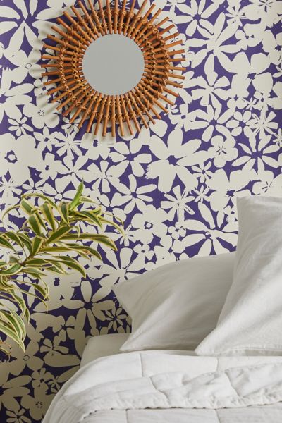 Urban Outfitters Andie Floral Removable Wallpaper In Navy At