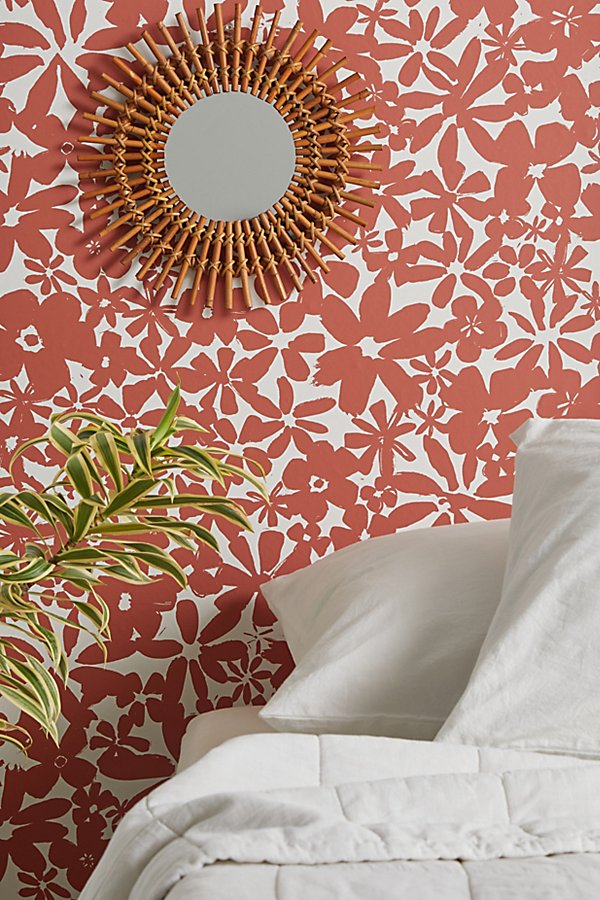 Urban Outfitters Andie Floral Removable Wallpaper In Red At  In Multi