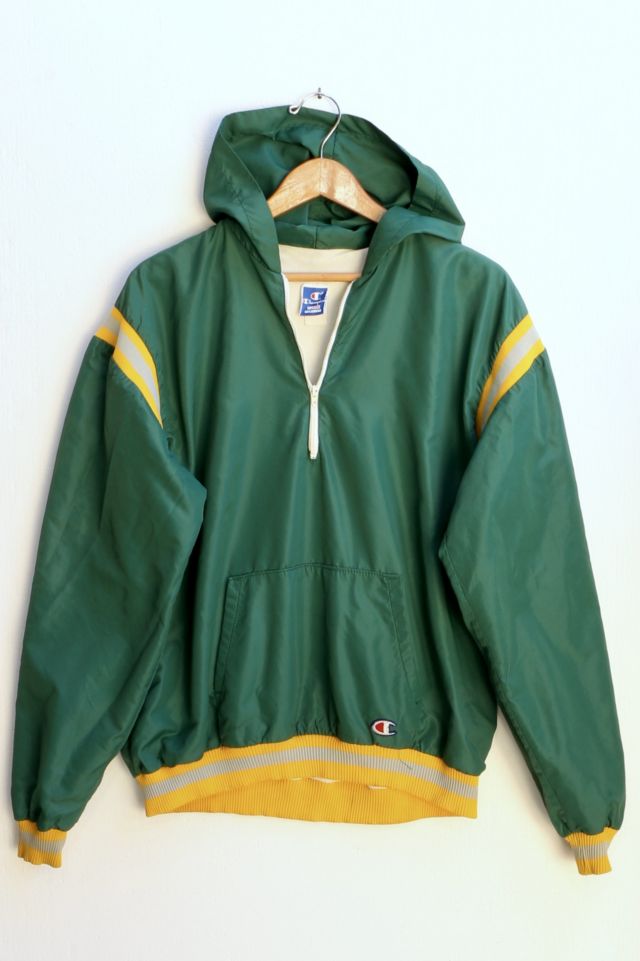 Vintage 1980s Champion Nylon Hooded Quarter Zip Pullover Jacket Urban Outfitters