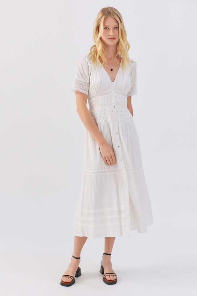 Astr white store lace midi dress