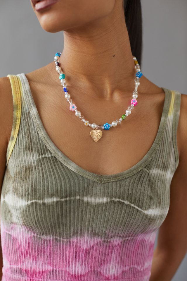 Heart Pendant Beaded Necklace #1