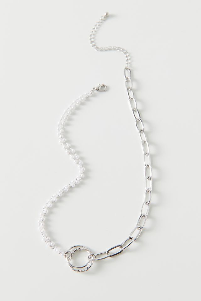 Pearl And Chain O-Ring Necklace | Urban Outfitters