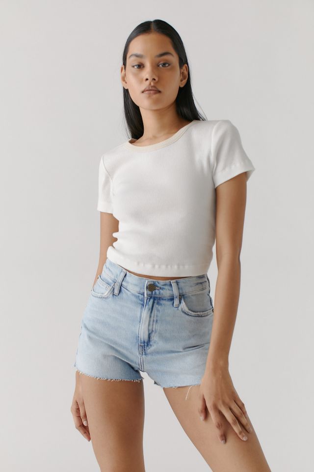 High waisted light jean shorts hotsell