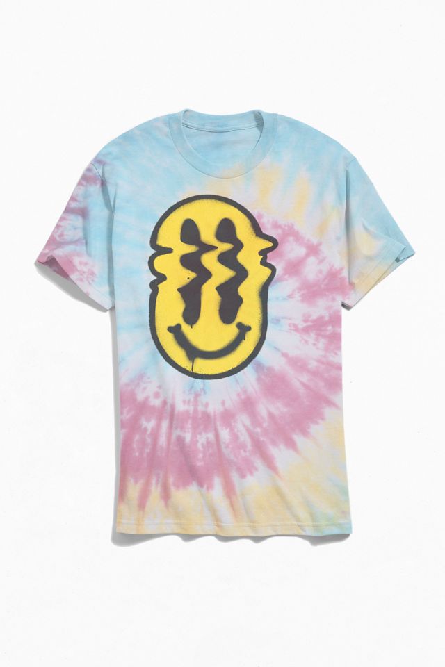 Melting Happy Face Tie-Dye Tee | Urban Outfitters