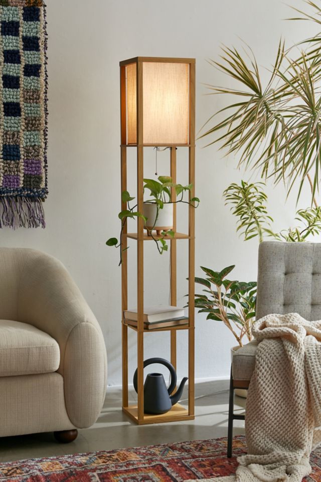 Lamp with outlet bookshelf