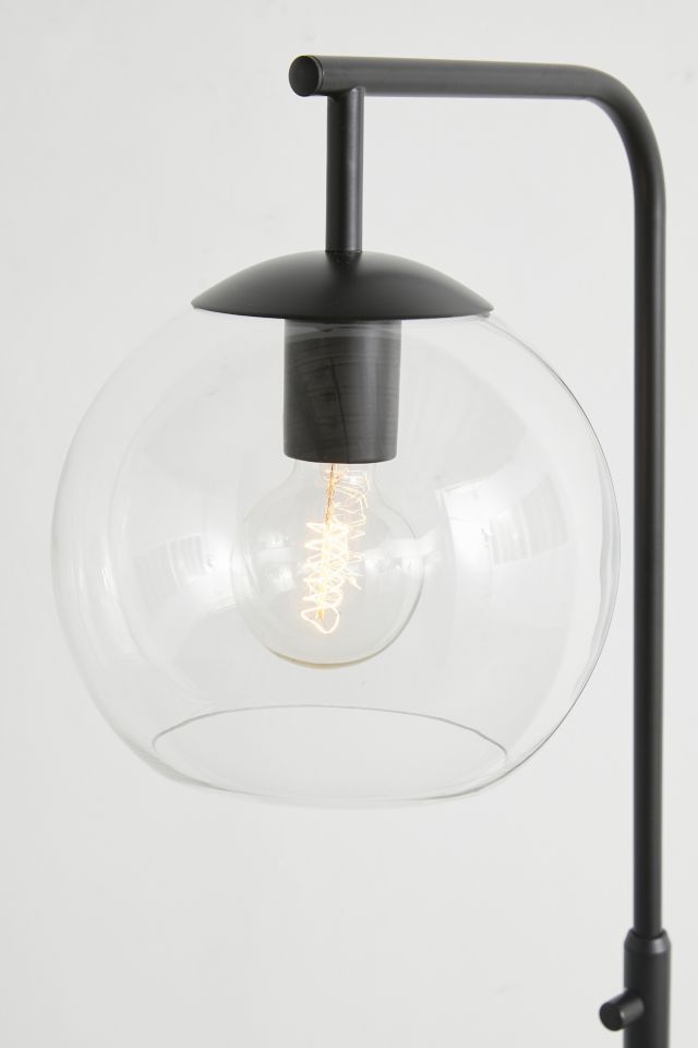 Edison Inspired Black Metal and Clear Glass Globe Floor Lamp