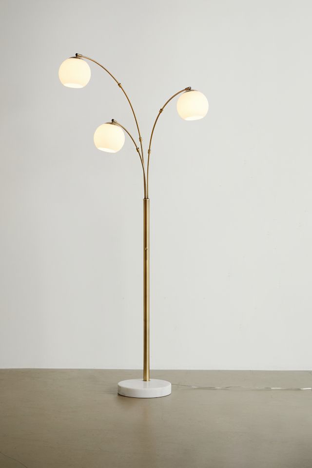 Elegant Mid-Century White Opal Glass Multi-Head Arc Lamp