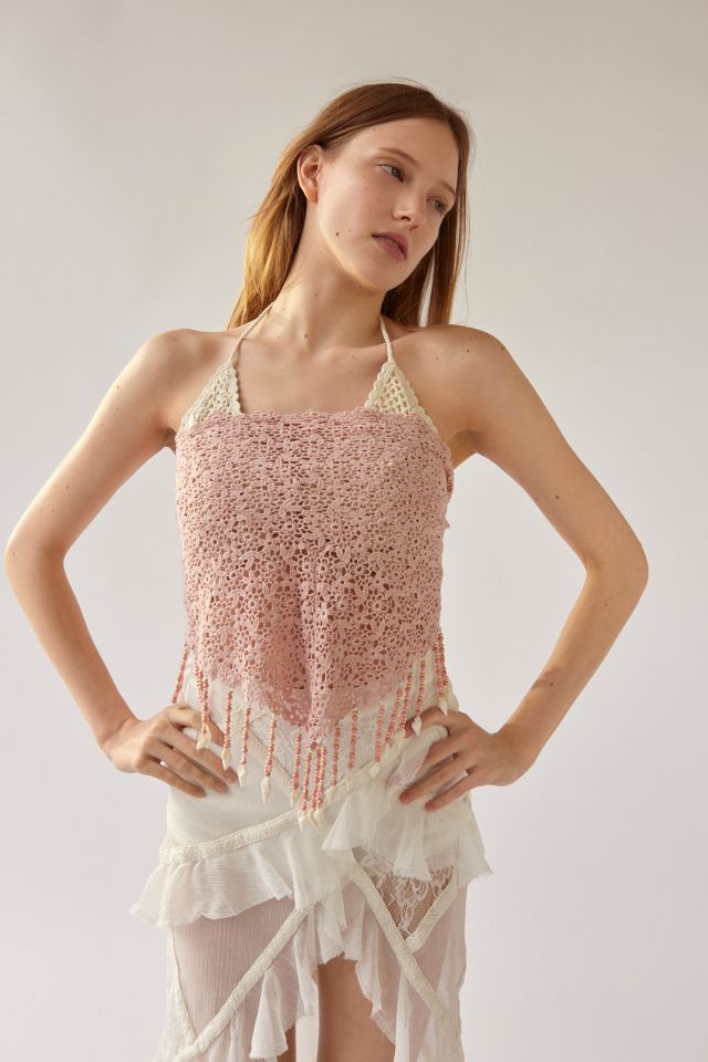 Daisy Fringe Triangle Scarf | Urban Outfitters