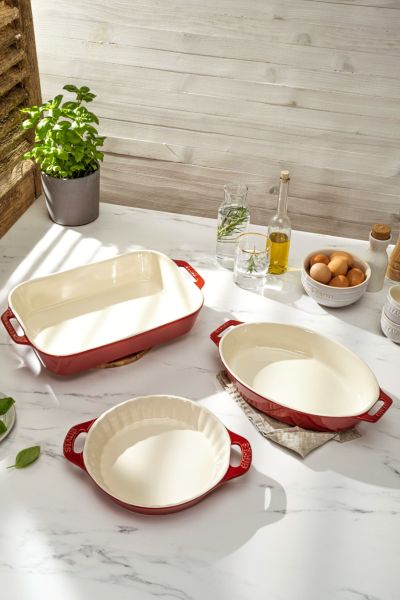 Staub Ceramics 3-pc Mixed Baking Dish Set In Cherry