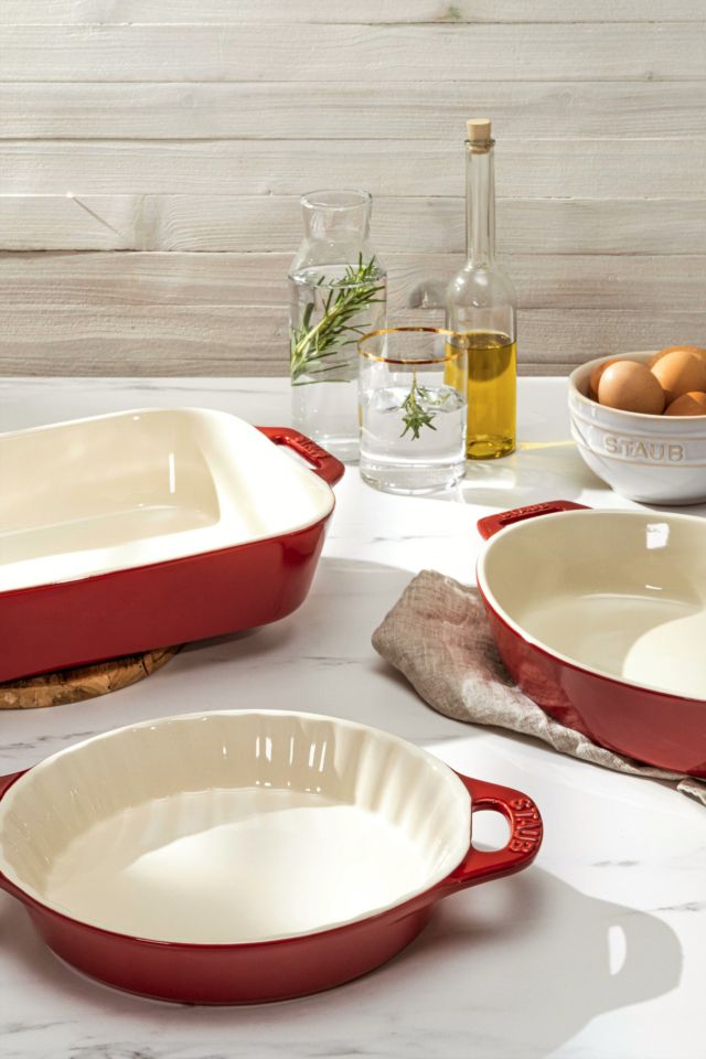 Cherry Red Ceramic 3-Piece Baking Dish Set