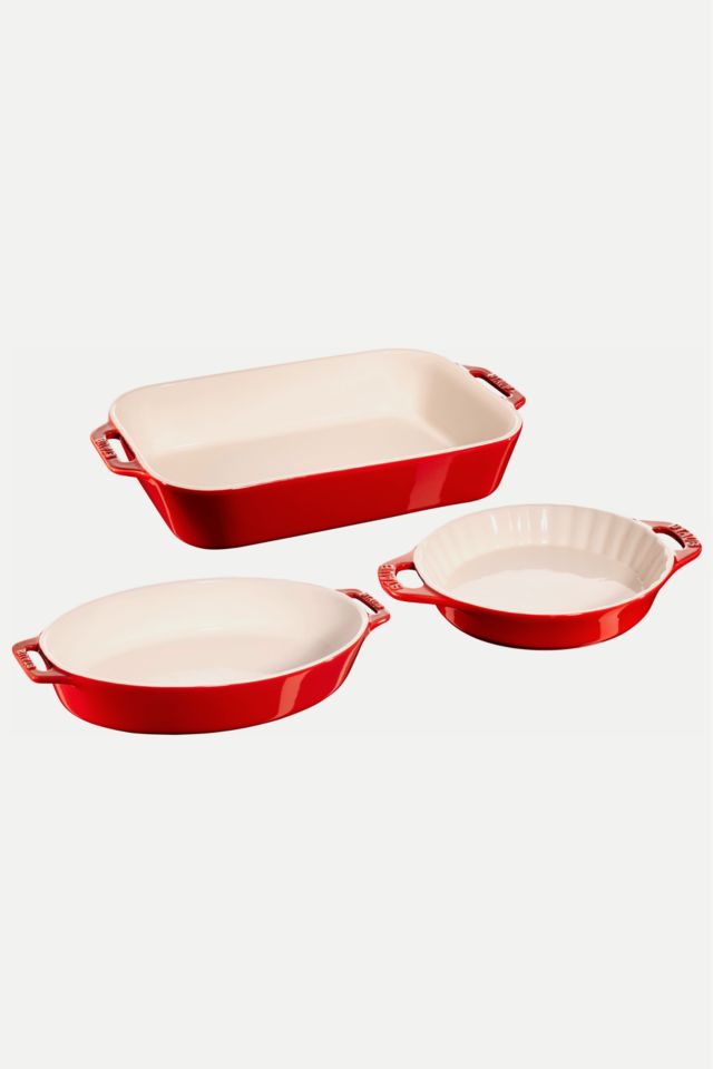 Cherry Red Ceramic 3-Piece Baking Dish Set