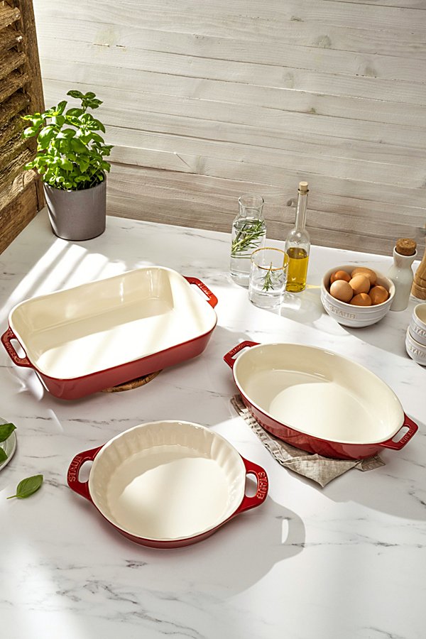Staub Ceramics 3-pc Mixed Baking Dish Set In Red