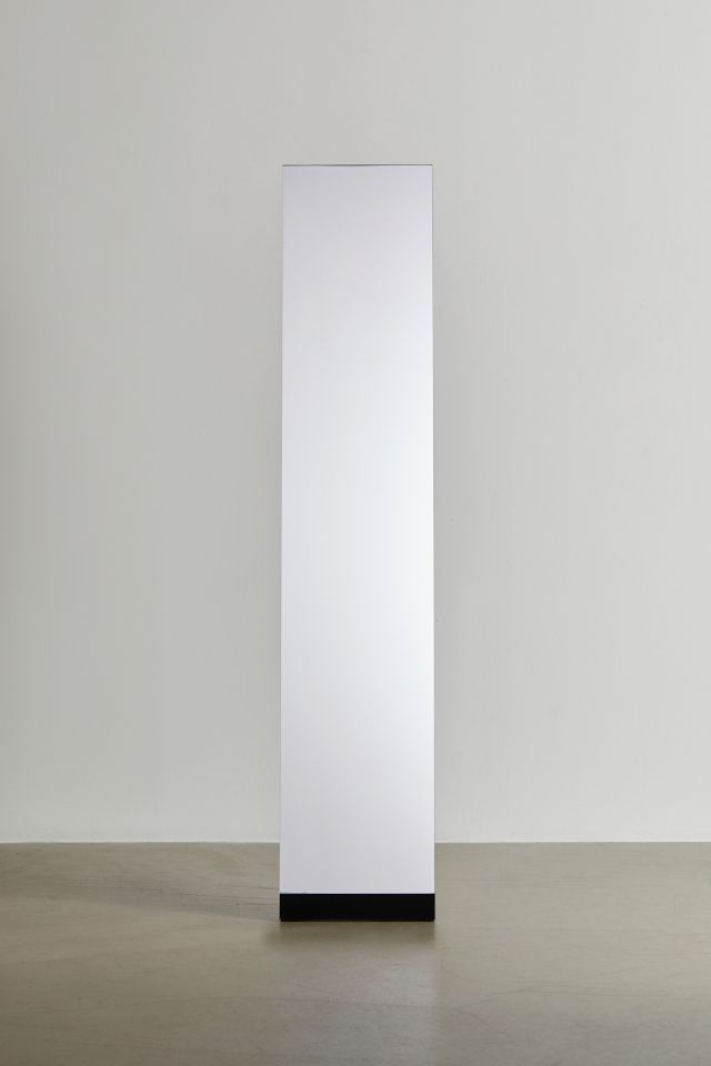 Black Metal Freestanding Floor Mirror with Storage