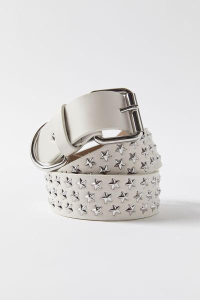 Urban Outfitters Pyramid Studded Belt In White