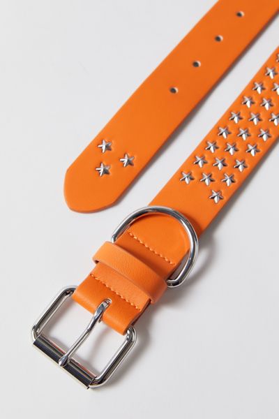 Urban Outfitters Pyramid Studded Belt In Orange