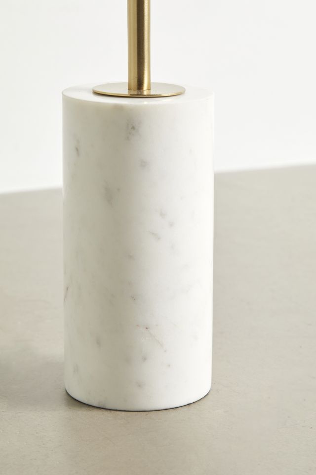 Luxor Round White Marble and Gold Metal Accent Table