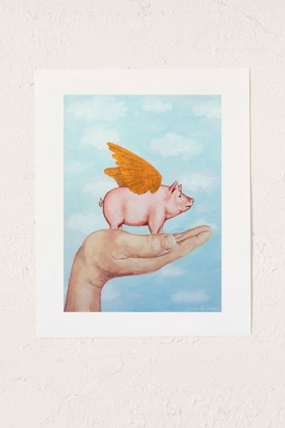 Coco de Paris Pig With Golden Wings	Art Print