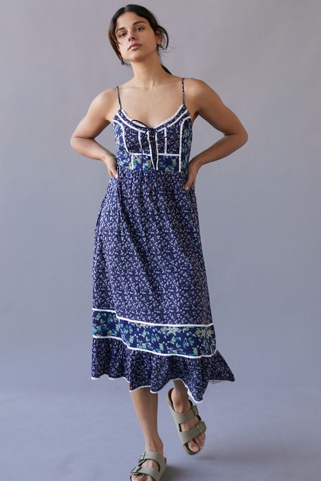 UO Florentina Prairie Midi Dress | Urban Outfitters