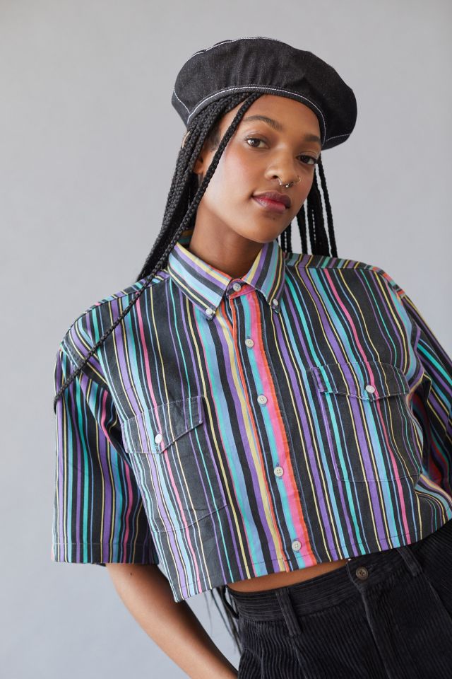 Urban Renewal Remade Wipe Stripe Cropped Shirt | Urban Outfitters