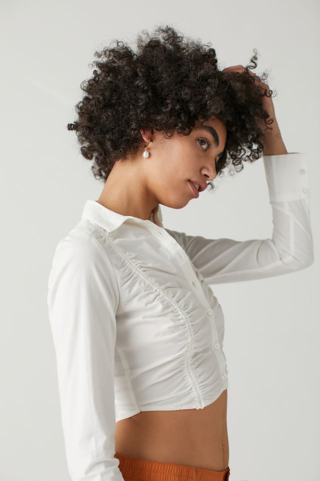 UO Jolie Ruched Button Down Top #3